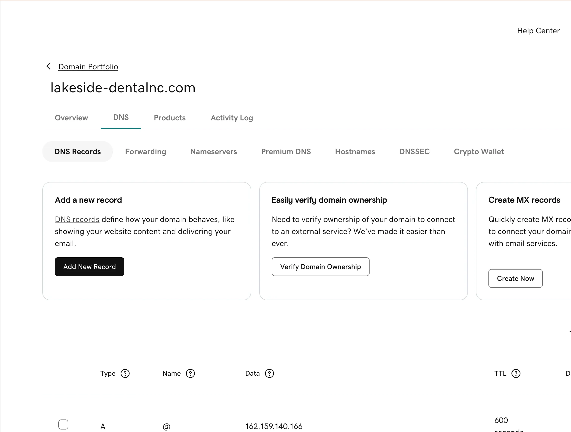 Review DNS records in GoDaddy