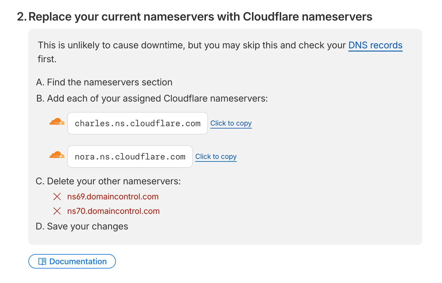 Cloudflare nameservers