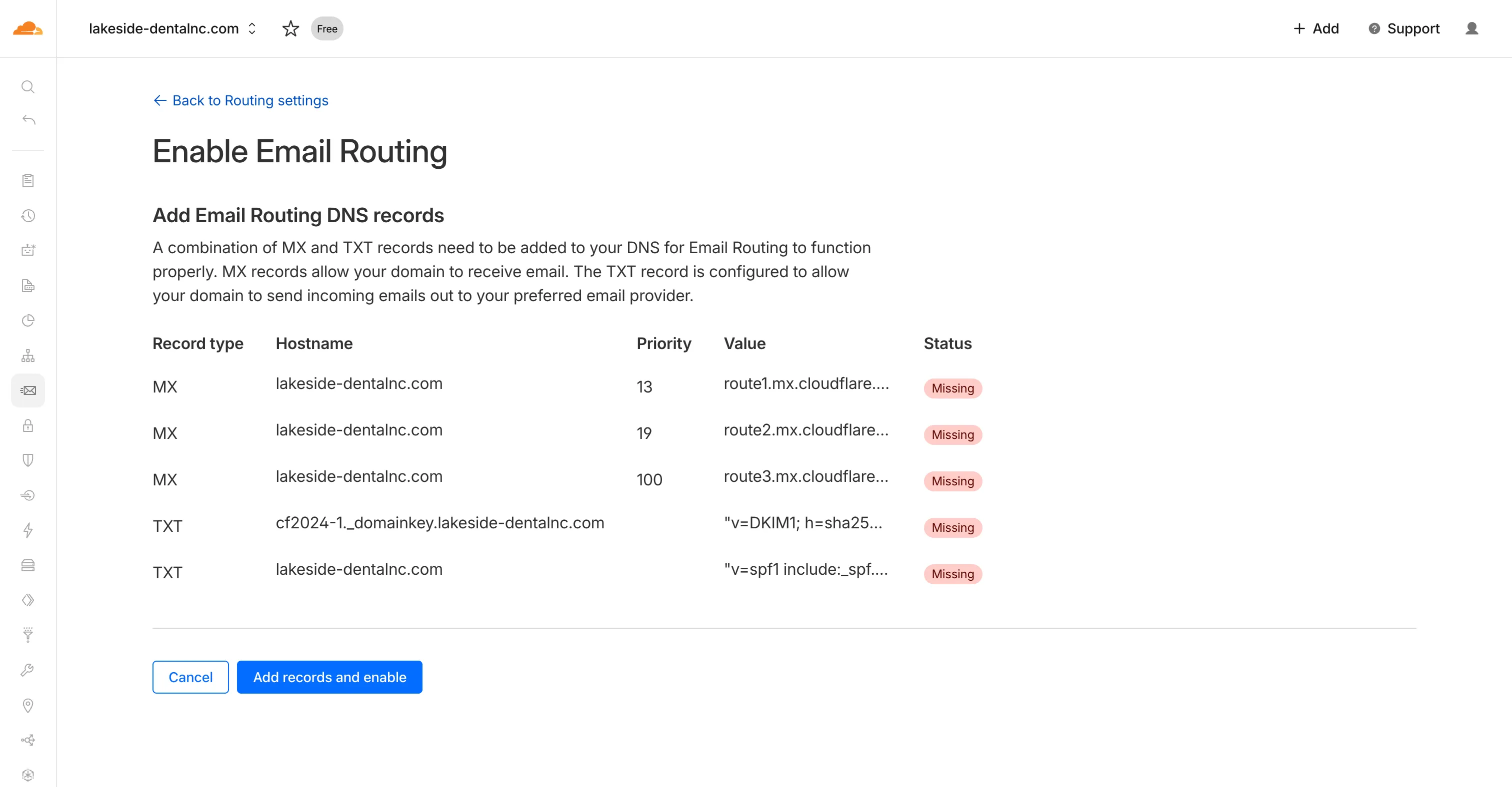 Add records and enable