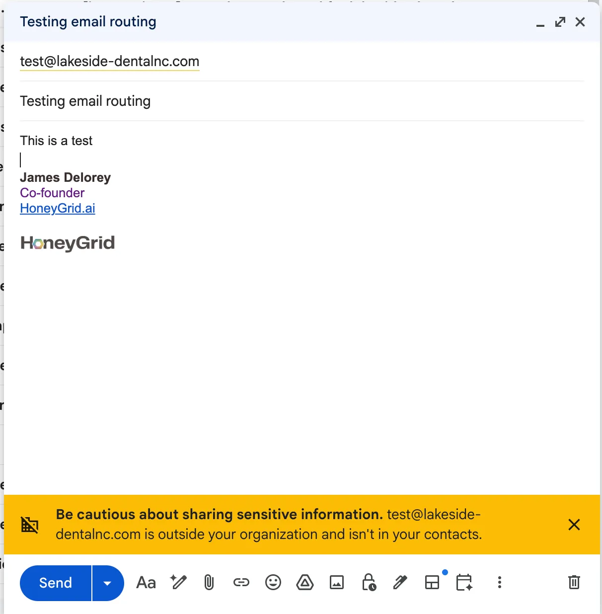 Test email sent